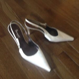 Beautiful white satin pumps