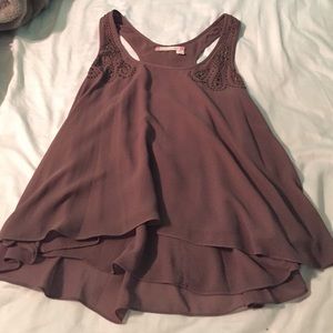 Brown flowy tank