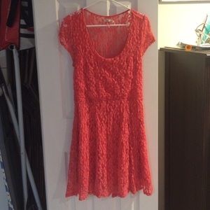 Coral lace dress