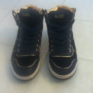 ALDO high top gold and black sneakers