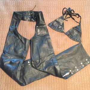 Final Price!!! 100% Leather Riding Chaps and Bra!!