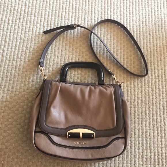 Grey Leather Guess Purse with removable strap
