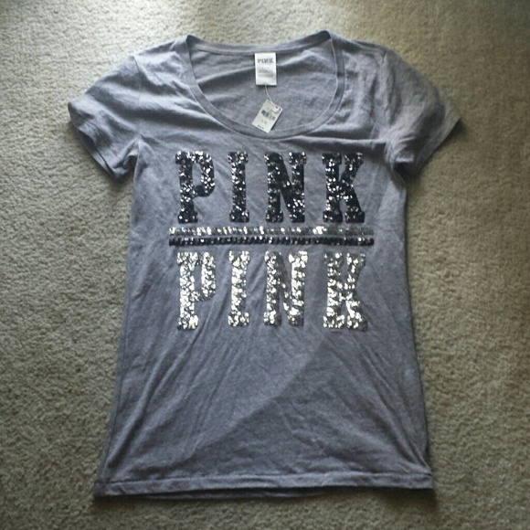 PINK Victoria's Secret Tops - PRICE DROP PINK VS Gray Sequined Tee