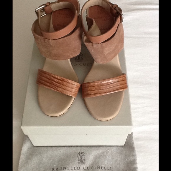 Brunello Cucinelli High Heel Python Suede Sandals