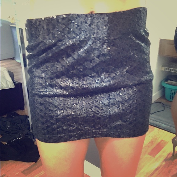 Black Sparkle Mini Skirt
