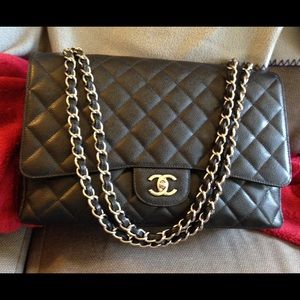 SOLD OTHER SITE Chanel black caviar maxi flap