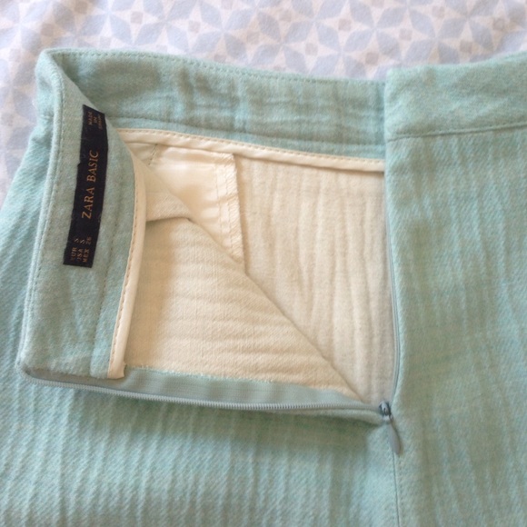 Zara Sz S (25) aqua textured wool skirt w/ pockets - Picture 3 of 4