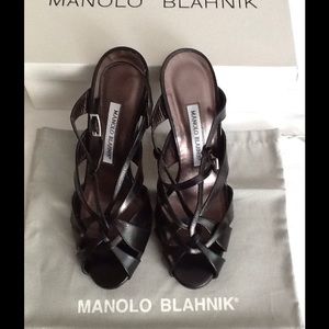 Manolo Blahnik Black Strappy High Heel Sandals