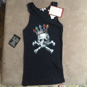 Brand new Bejeweled tank top w embellished skull