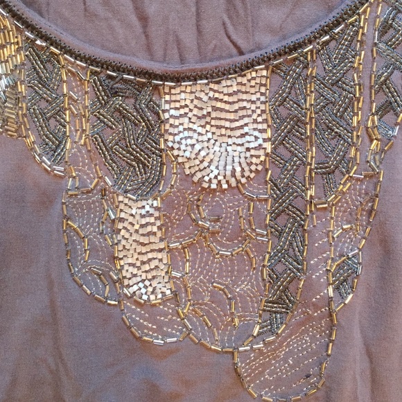 Forever 21 beaded grey short sleeve top - Picture 2 of 3