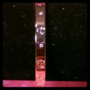 18k rose gold plat bangle with swarovski crystals!