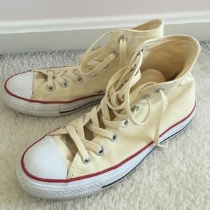Cream converse high tops
