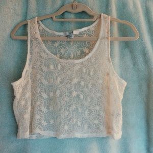 white lace crop top
