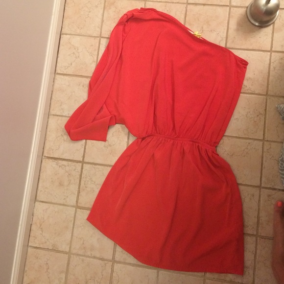 Orange 1 shoulder dress