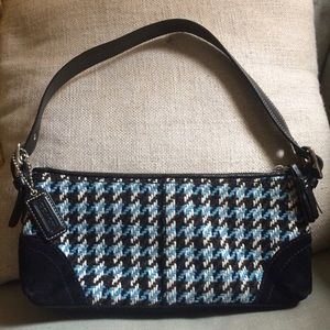 Coach houndstooth and suede shoulder bag