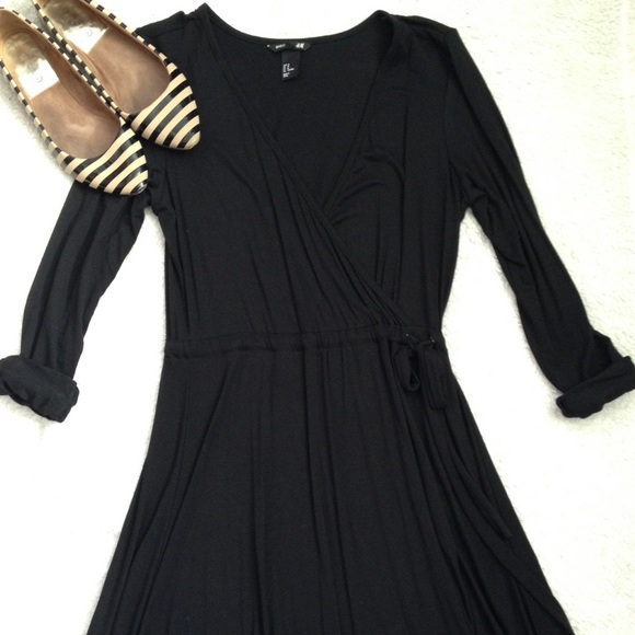 h&m wrap dress black