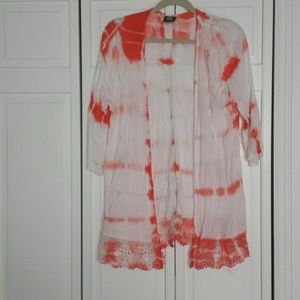 Bobeau orange and white bathing suit cover