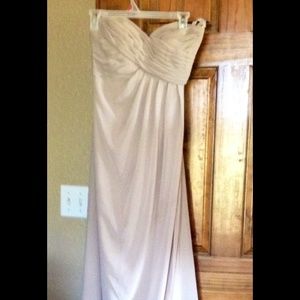 Champagne strapless evening gown