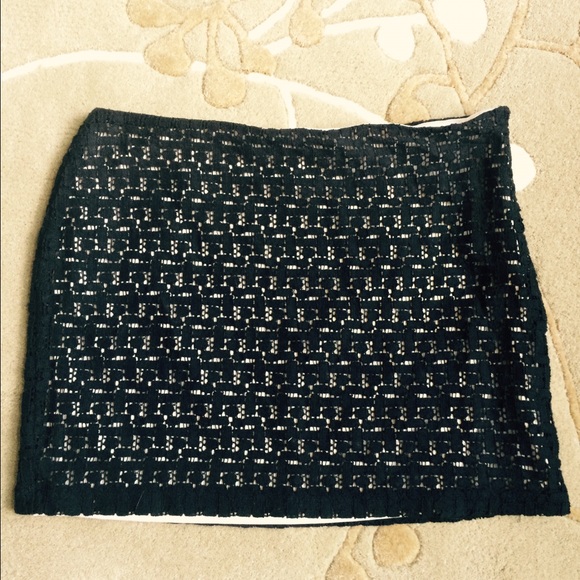 Black and White Lace Mini Skirt