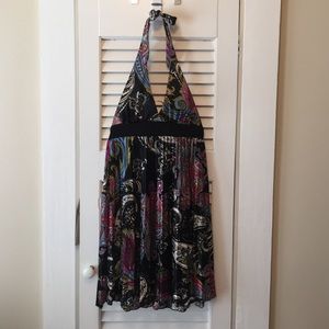 Paisley halter pleated dress