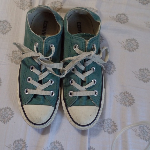 Blue-Green Converse Sneakers - Picture 2 of 4