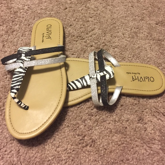 Zebra and glitter sandals
