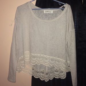 A&F high low cream crop top NWT