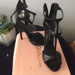Black strapped heels