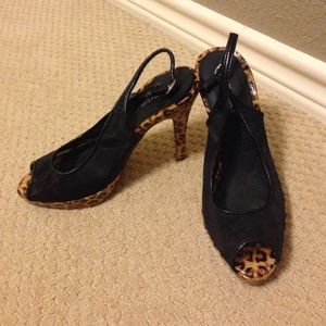 Black and Leopard BCBG Pumps