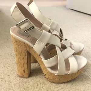 Vince Camuto off white with cork heels