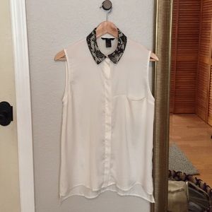 H&M ivory button up shirt