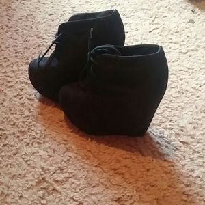 Laced wedge booties