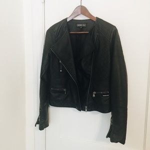 Faux leather motorcycle jacket