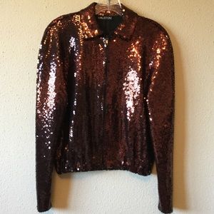 Halston Bronze Sequin Bomber Jacket, Simple and Chic!