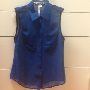 Royal blue sheer top