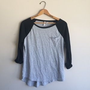 H&M Black/Grey Baseball Tee