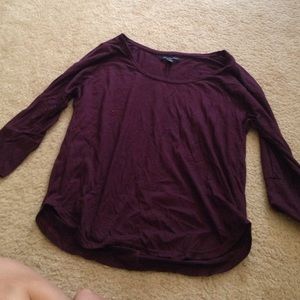 3/4 length dark purple shirt