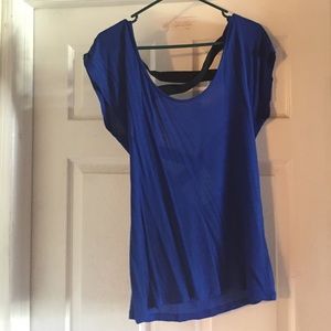 Blue and Black Criss Cross Shirt