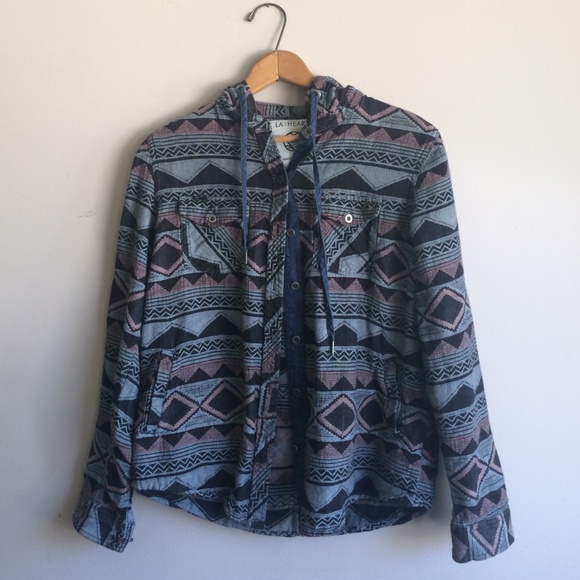 Tribal Drawstring Button Down Jacket/Hoodie