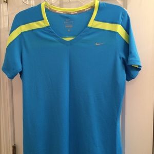 Nike Running Dri-Fit Neon Blue/Yellow Shirt Size L