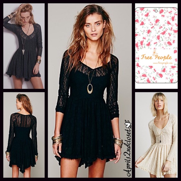Free People Dresses & Skirts - Free People Black Lace Look Both Ways Slip Dress