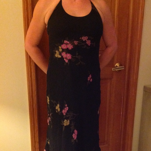 Black dress with delicate floral print