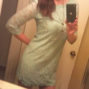 Trendy mint green lace dress