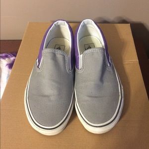Purple & grey slip on vans