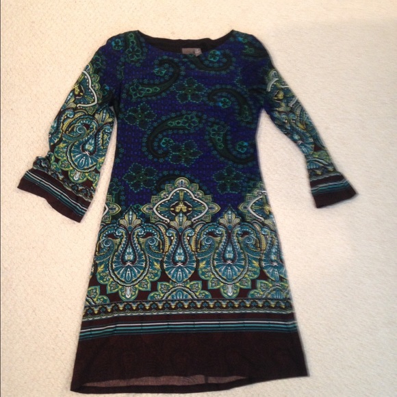 Size 2 blue, green, black, white dress by muse