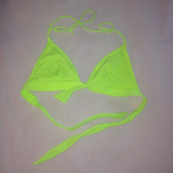 Neon yellow triangle bathing suit top
