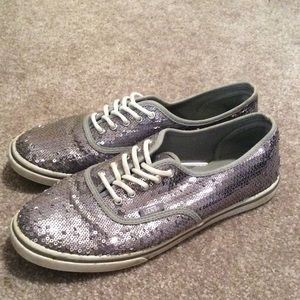 Vans Authentic Lo Pro Silver Sequin Sparkle