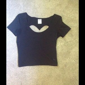 Victoria's Secret Pink black heart cutout crop top