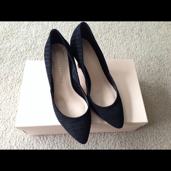 Loeffler Randall black texture suede pumps size 6