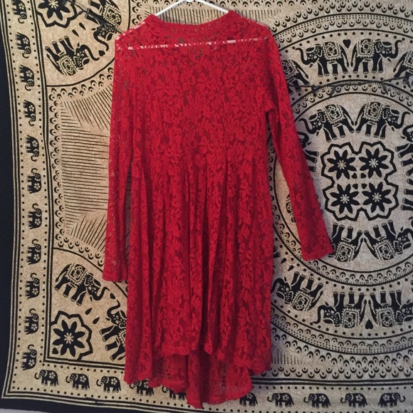 free people red lace dress